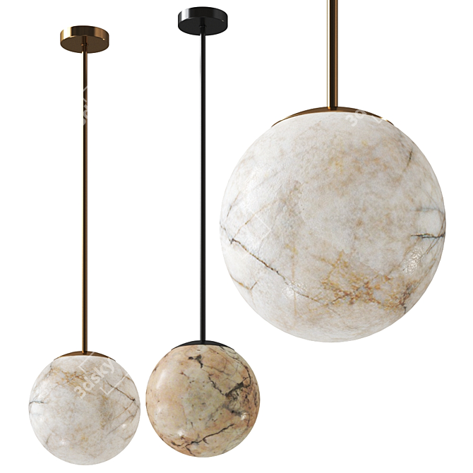 Elegant Alabaster Pendant Light 3D model image 1