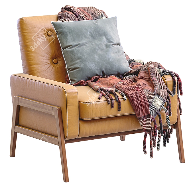 Modern Leather Henley Chair 3D model image 1