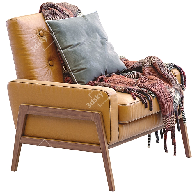 Modern Leather Henley Chair 3D model image 3