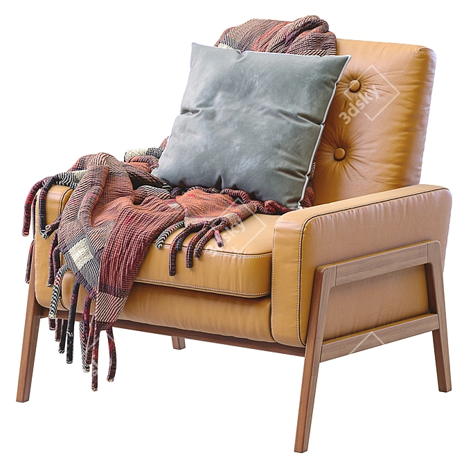 Modern Leather Henley Chair 3D model image 6