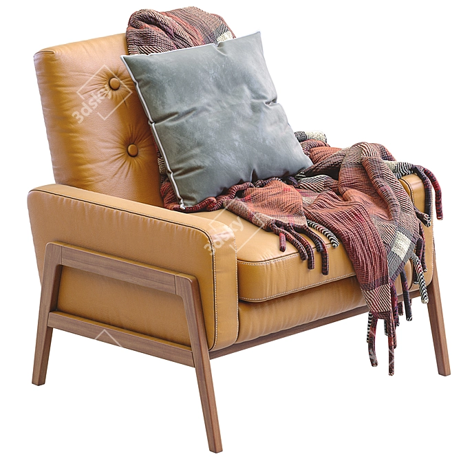 Modern Leather Henley Chair 3D model image 7