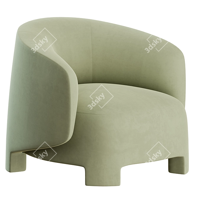 Taru Armchair: Stylish Fabric Easy Chair 3D model image 1