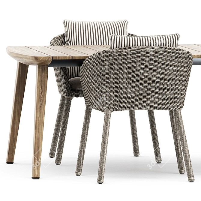 Strada Armchair & Side Chair + Fynn Dining Outdoor Table 3D model image 2