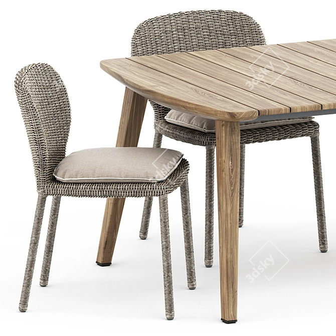 Strada Armchair & Side Chair + Fynn Dining Outdoor Table 3D model image 3