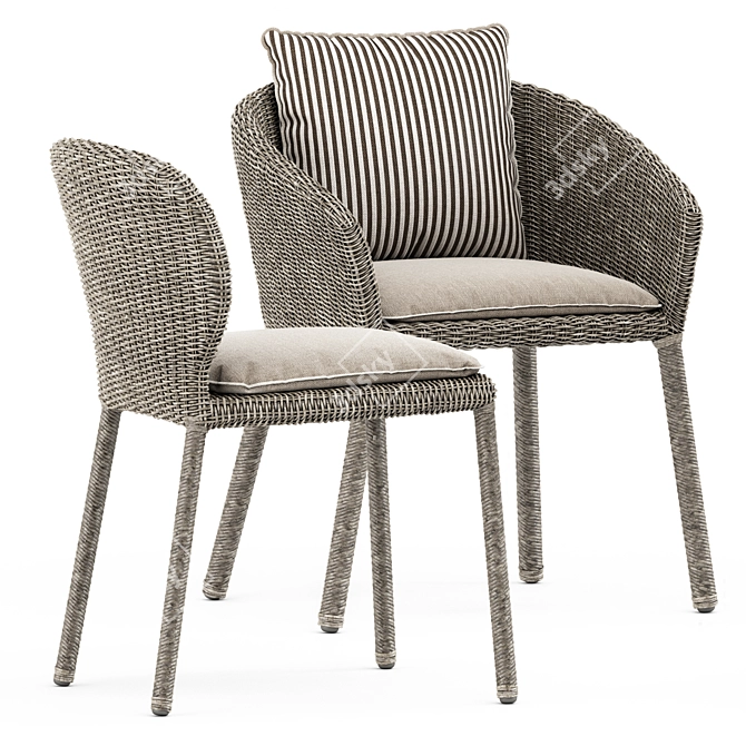 Strada Armchair & Side Chair + Fynn Dining Outdoor Table 3D model image 4