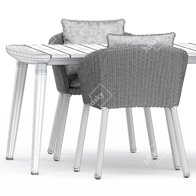 Strada Armchair & Side Chair + Fynn Dining Outdoor Table 3D model image 5