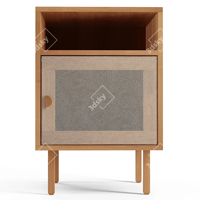 Minimalist Mid-Century Nightstand 3D model image 2