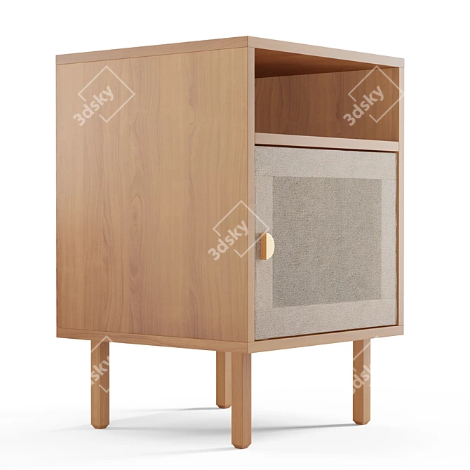 Minimalist Mid-Century Nightstand 3D model image 3