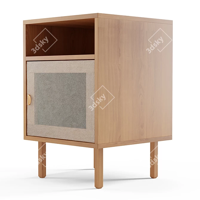 Minimalist Mid-Century Nightstand 3D model image 4