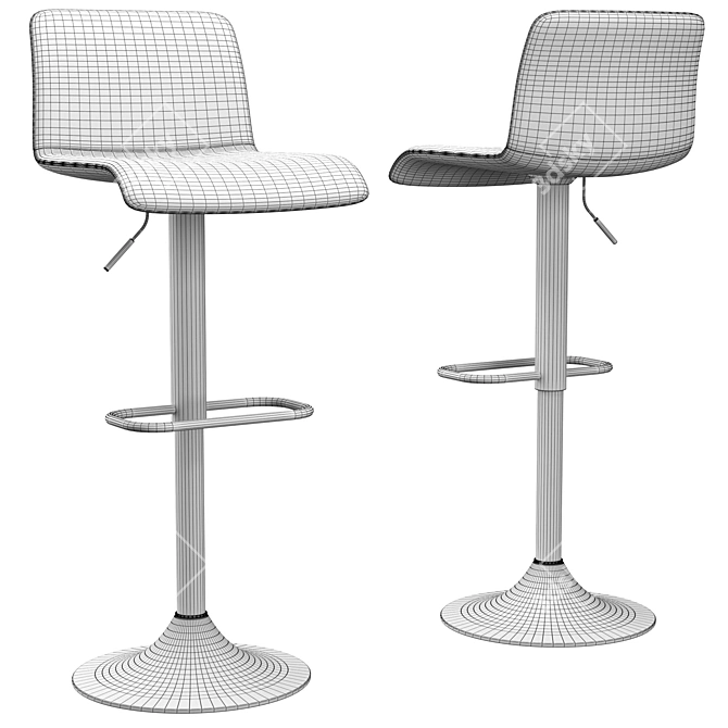 Modern Grey Adjustable Bar Stools 3D model image 3