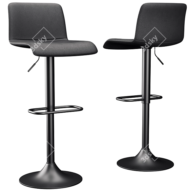 Modern Grey Adjustable Bar Stools 3D model image 4