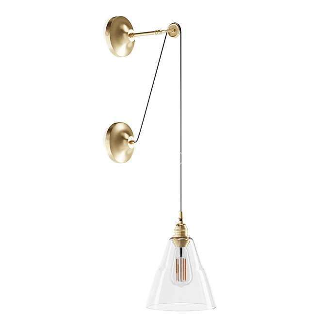 Elegant Pulley Mount Wall Light 3D model image 3