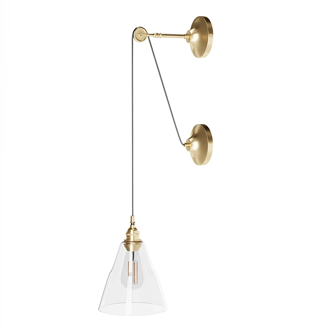 Elegant Pulley Mount Wall Light 3D model image 6