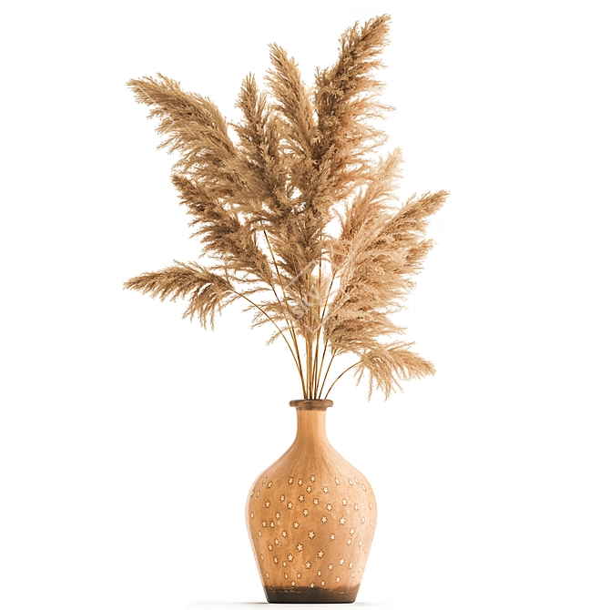 African-inspired Dry Reed Bouquet 3D model image 2