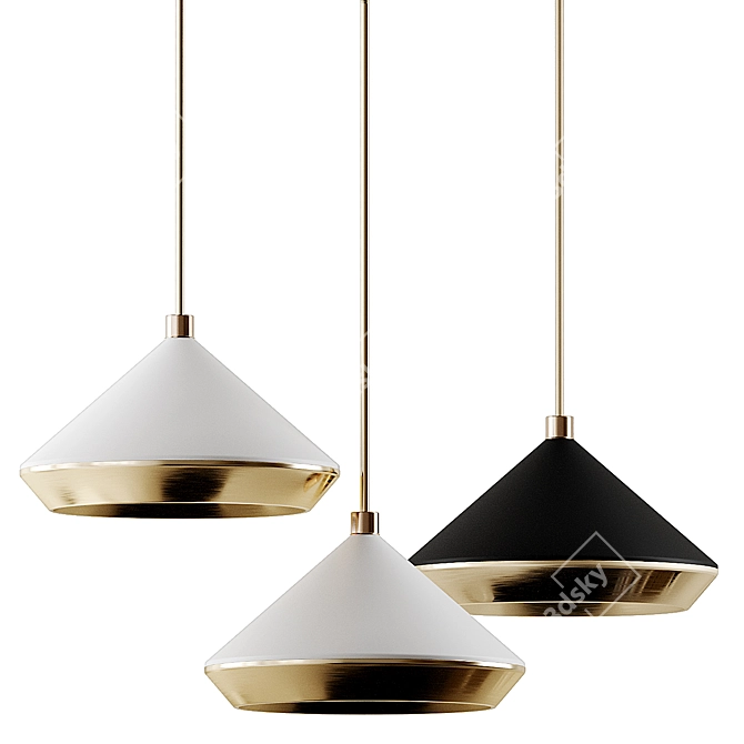 Shear Pendant Light XL: Elegant Brass and White Beauty 3D model image 1
