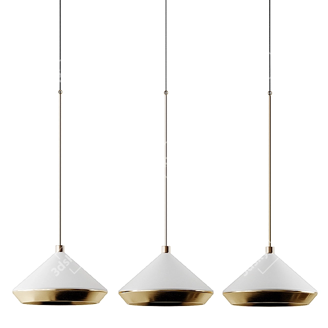 Shear Pendant Light XL: Elegant Brass and White Beauty 3D model image 4