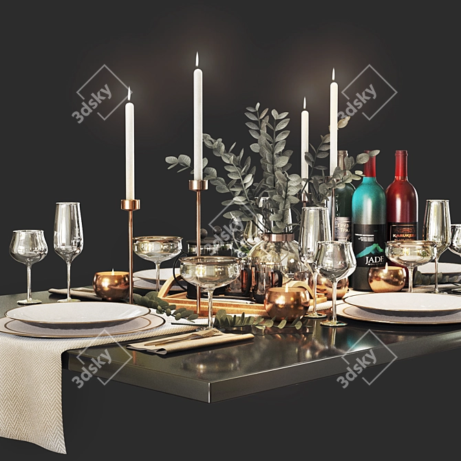 Modern Tableware Set 3D model image 2