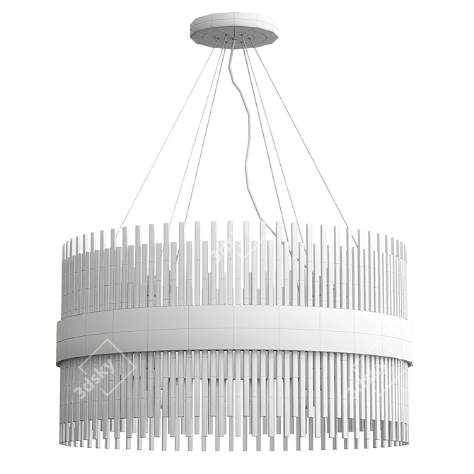 Bronze Metal and Glass Chandelier 3D model image 3