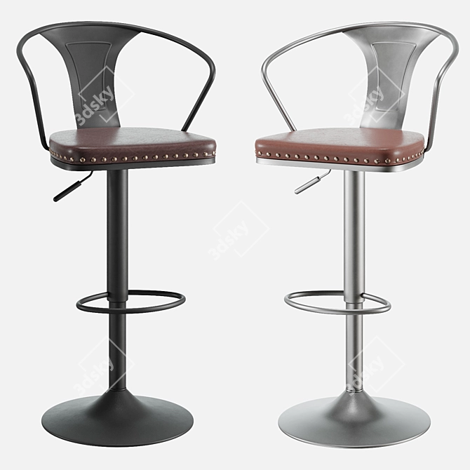 Modern Tolix Arms Soft Bar Stool 3D model image 1