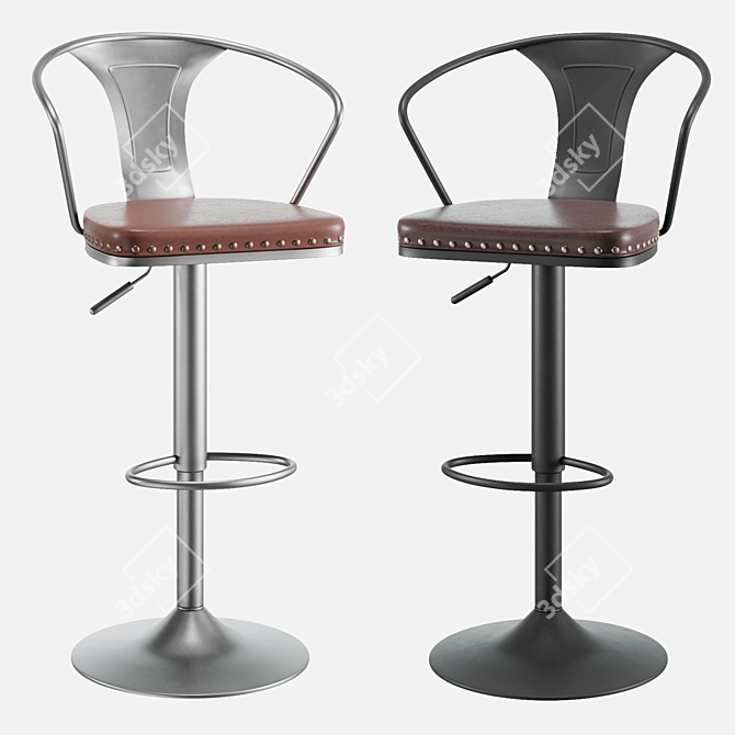 Modern Tolix Arms Soft Bar Stool 3D model image 5