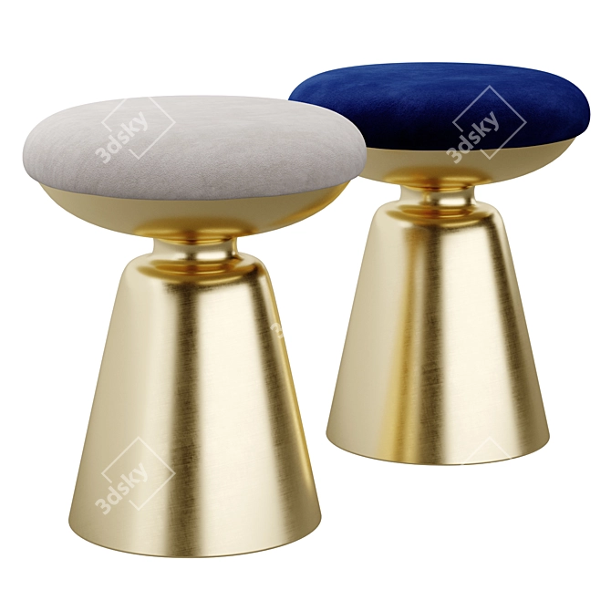 Modern Juniper Round Side Stool 3D model image 1