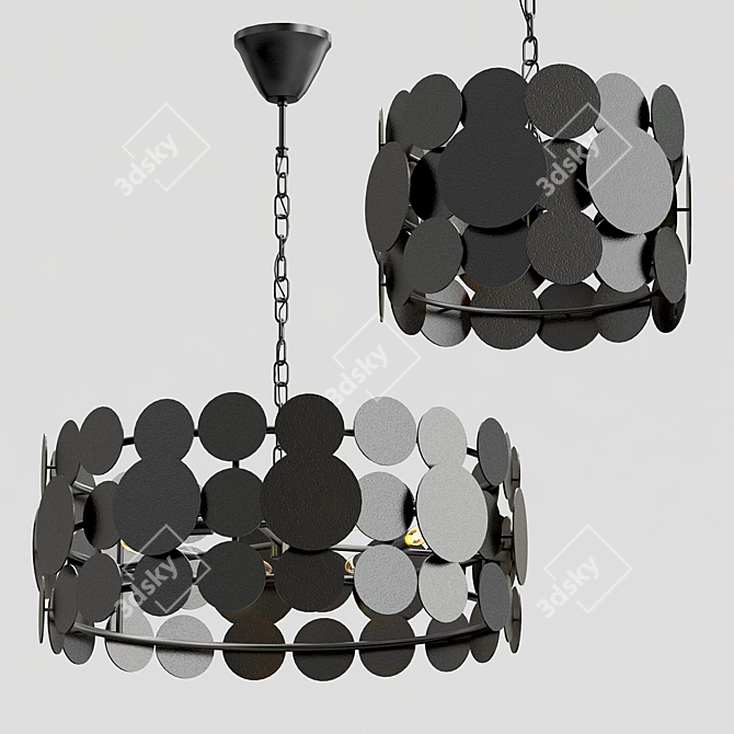 Postmodern Metal Disc Chandelier 3D model image 1