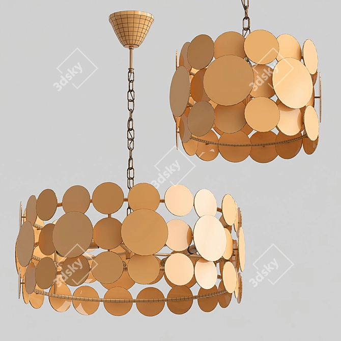 Postmodern Metal Disc Chandelier 3D model image 3