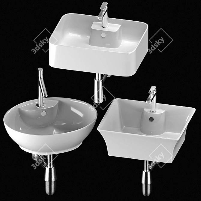 Modern Washbasin Set 19: Gid, CeramaLux, Mira 3D model image 3