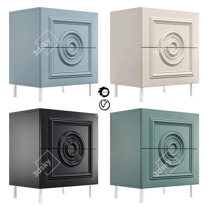 Modern Bedside Table TSR1-01 3D model image 1