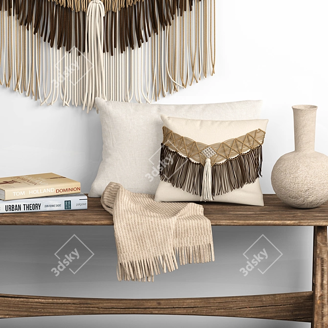 Boho Macrame Decor Set 01 3D model image 4