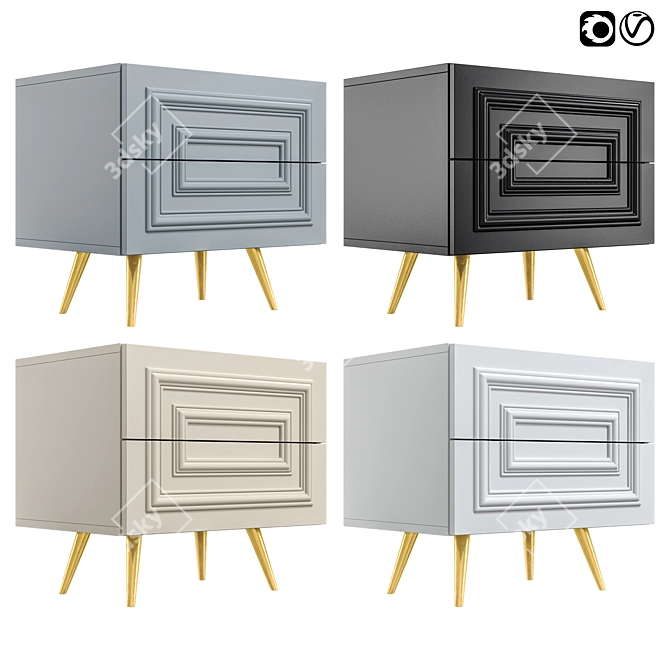 Modern Bedside Table TSR2 01 3D model image 1