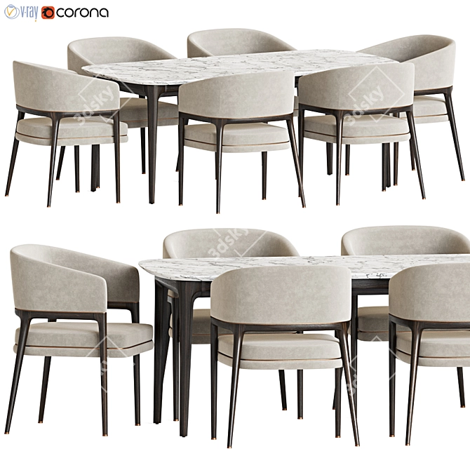 Sleek Dining Set 123: Modern Design, High Quality 3D model image 1