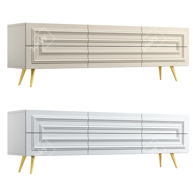 Modern TV Stand TSR2 01 - 1800mm Width, 450mm Depth, 550mm Height 3D model image 3