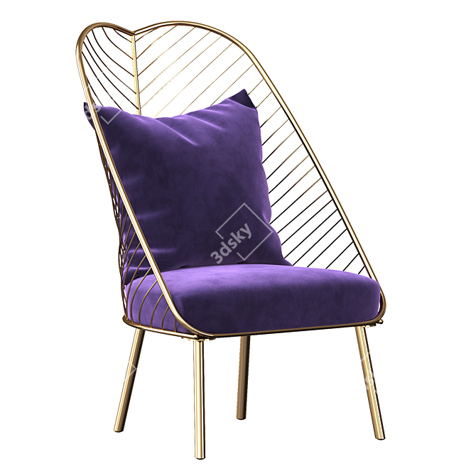 Sleek Steel Butterfly Chair 3D model image 1