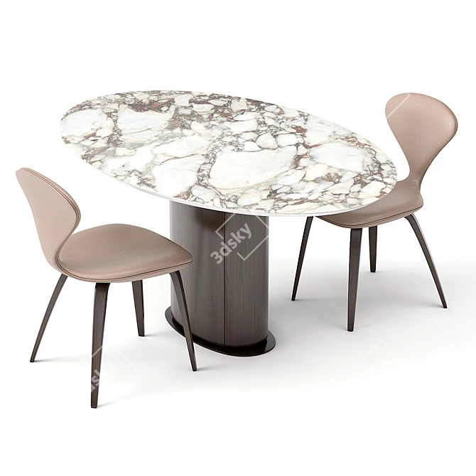 Apriori ST3 Oval Table Set 3D model image 2