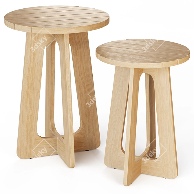 Ekland Teak Nesting Tables: Elegant and Versatile 3D model image 1