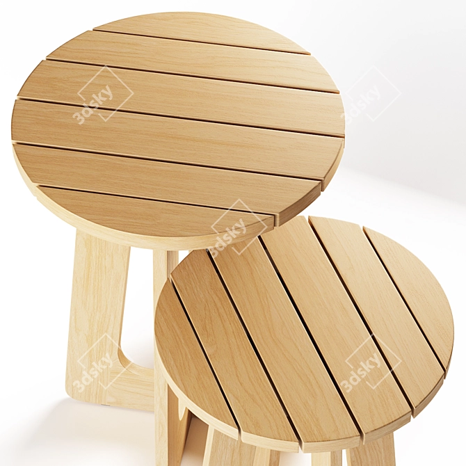 Ekland Teak Nesting Tables: Elegant and Versatile 3D model image 2