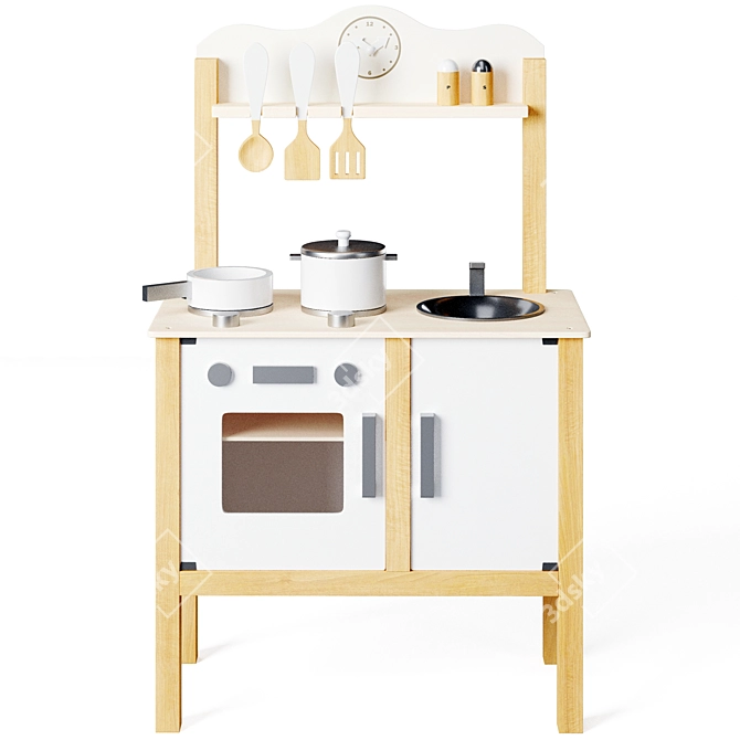 Modern White Children Kitchen Set 3D model image 2