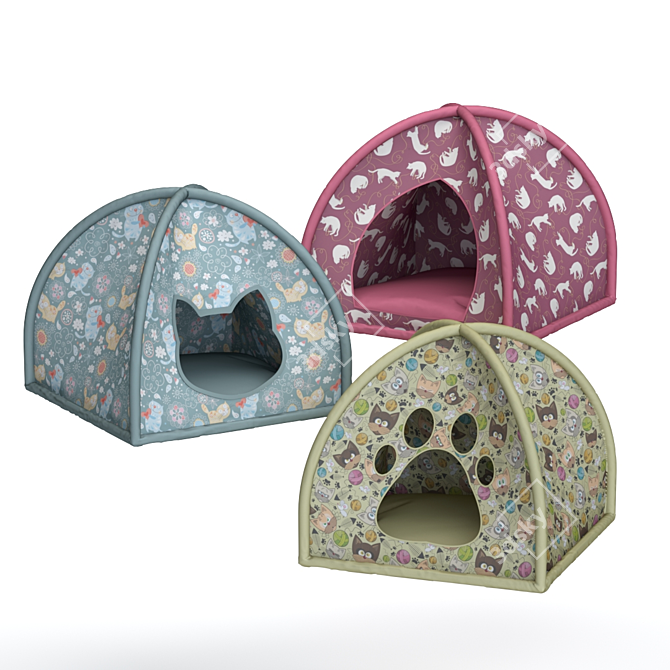 Cozy Critter Tent: Fun and Vibrant Bed for Pets 3D model image 5