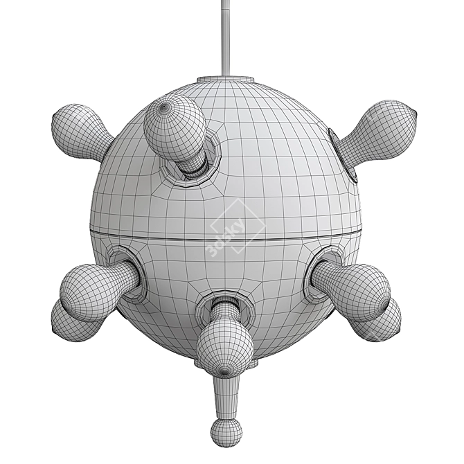 Red Oscar Space Age Pendant 3D model image 3