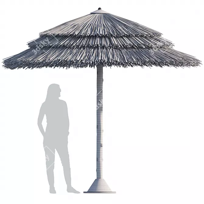 Tropical Style Beach Umbrella 3D model image 2