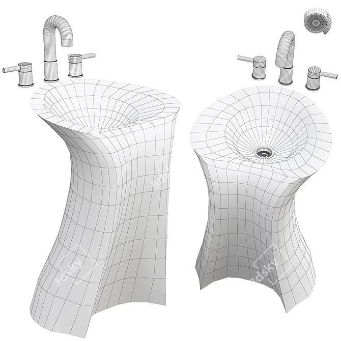 Elegant Wash Basin for Modern Spaces 3D model image 2