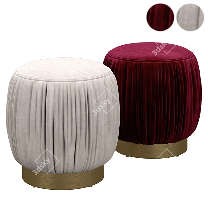 CB2 Pleated Blush Ottoman 3D model image 1