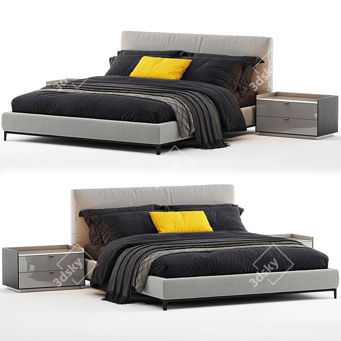 Minotti Andersen Bed (Black) - Luxury and Elegance 3D model image 2