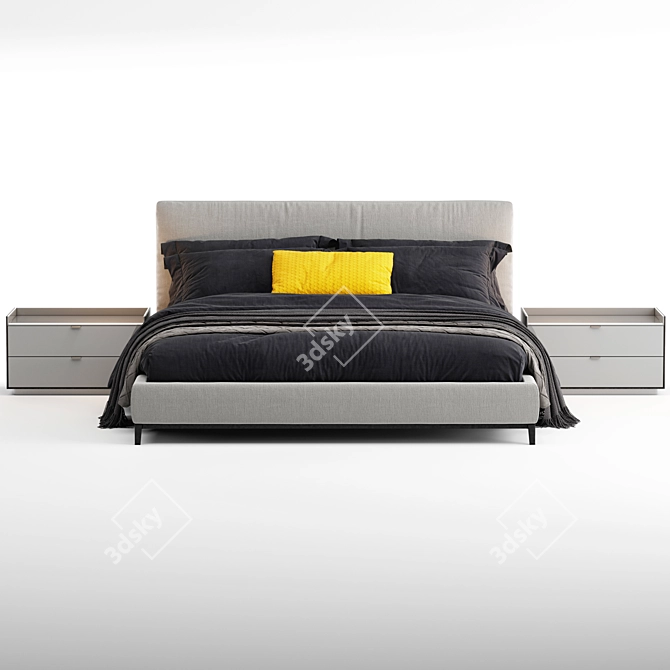 Minotti Andersen Bed (Black) - Luxury and Elegance 3D model image 3
