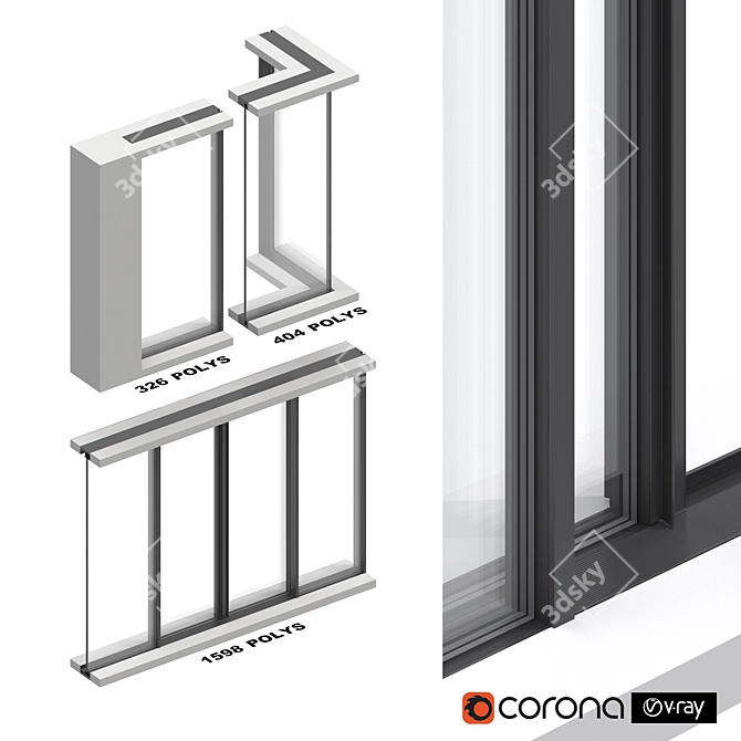 Schuco Exterior Sliding System Set 3D model image 2