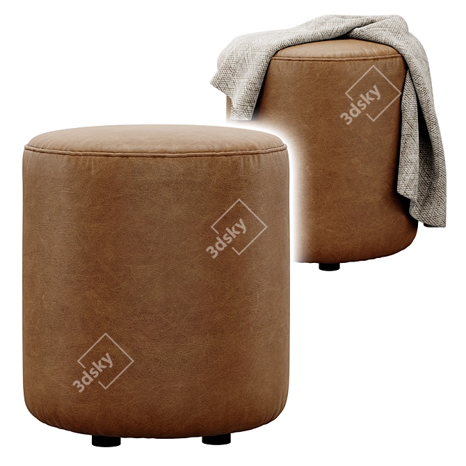 Isla Fabric & Leather Ottoman 3D model image 6