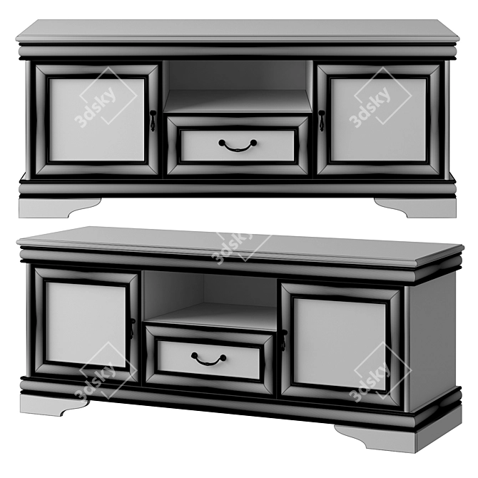 Modern Curbstone TV Stand 3D model image 2