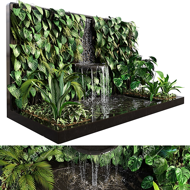 Serene Oasis: Plant Collection with Fountain 3D model image 3