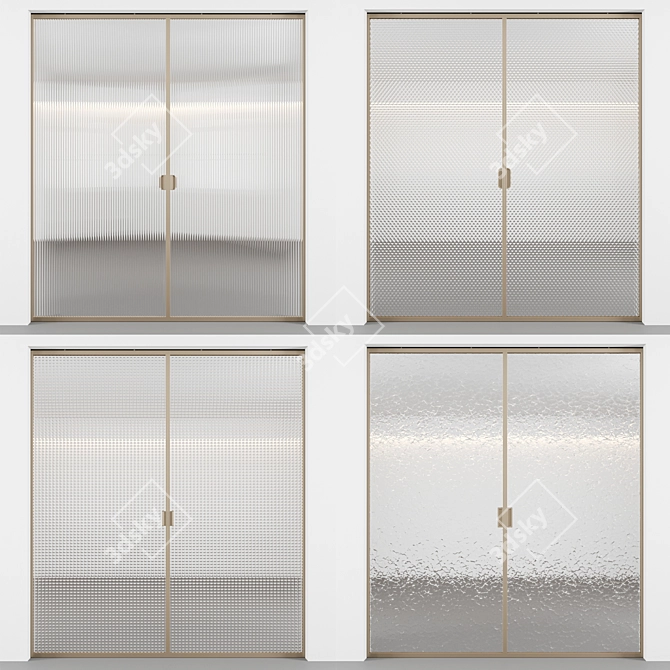 Embossed Glass Sliding Doors Kit 3D model image 1